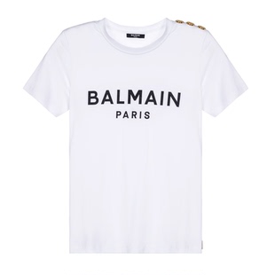 BALMAIN 圆领T恤银泰百货精品301574 女士白色日常百搭通勤短袖