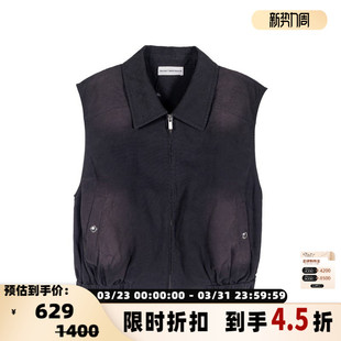 301574 休闲马甲银泰百货 SHORT SENTENCE短句女士翻领拉链款