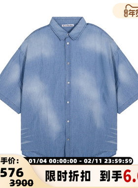 ACNE STUDIOS 春夏新款男士潮流复古短袖衬衫上衣银泰百货 301574