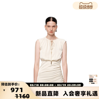 SHRO ENRO Wonderland&Garden缎面抽褶修身连衣裙银泰百货 301469