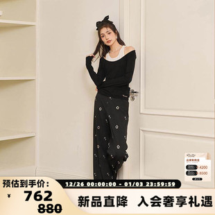 T恤 秋冬女士假两件羊毛堆堆长袖 301574 Quarters Three