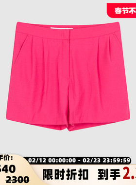 pushBUTTON拉链款简约女士显瘦直筒休闲裤短裤银泰百货 301604