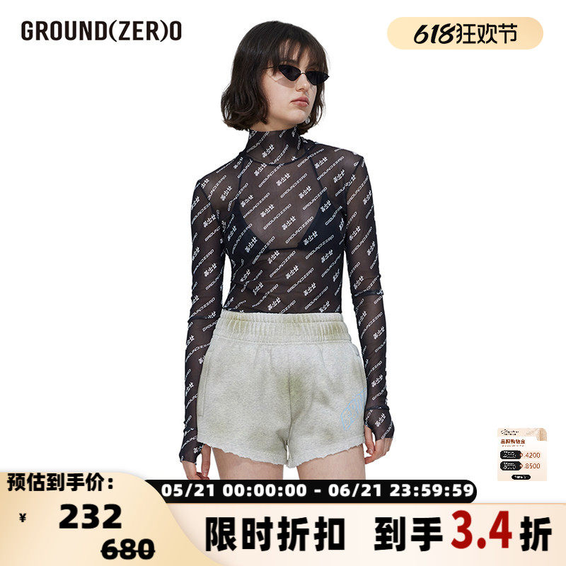 GROUND(ZER)O美少女网纱高领上衣 银泰百货精品旗舰店301363