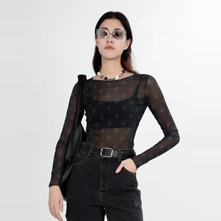 皮肤衣银泰百货精品 女士黑色轻盈圆领长袖 301600 PEISKOS KAR