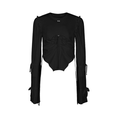 ych优雅女士日常褶皱气质长袖