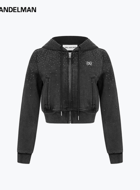 ANN ANDELMAN   25秋冬女士短款烫钻连帽卫衣外套银泰百货 301286