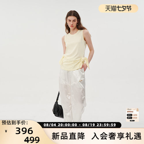 莫代尔绑带无袖T恤背心