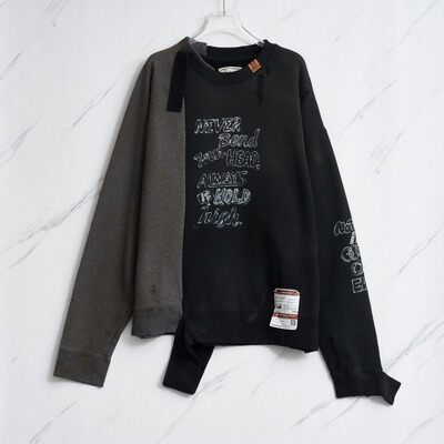 MIHARA YASUHIRO日常通勤男士拼接圆领长袖针织衫银泰百货301596