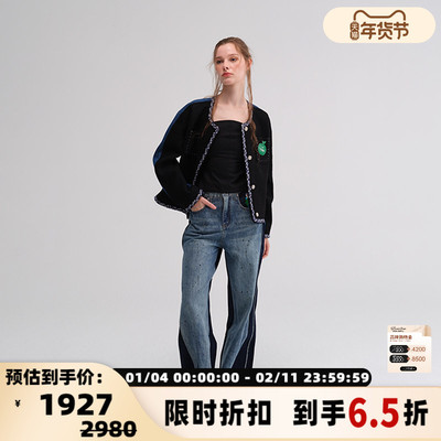 ValeriaObbaco毛呢拼接牛仔外套