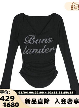 BANSLANDER女士烫钻logo打底衫银泰百货精品 301601