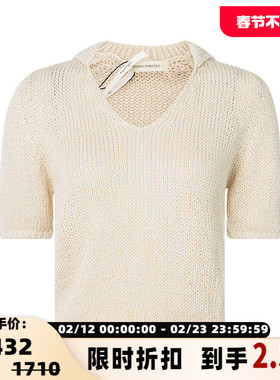 NOTHING WRITTEN春季纯色翻领复古文艺风女士薄款针织衫上衣