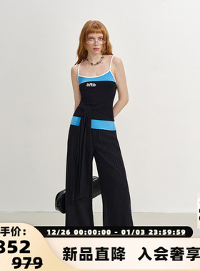 SOFITTE 25新款女士百搭条纹阔腿裤廓形西裤银泰百货 301355