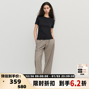 T恤银泰百货 24AW系列女士圆领压线短袖 301257 WHITE简白 CONCISE