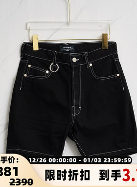 Etudes 春夏款男士黑色牛仔短款短裤银泰百货精品 301596
