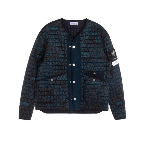 STONE ISLAND 男士V领复古菱格徽章夹棉夹克外套银泰百货 301574