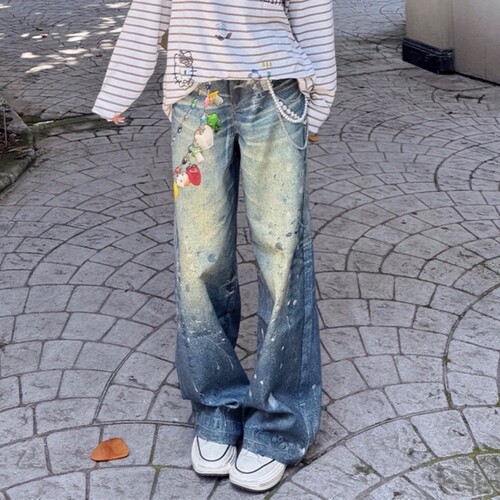 SOFITTE女潮流3D印花牛仔裤