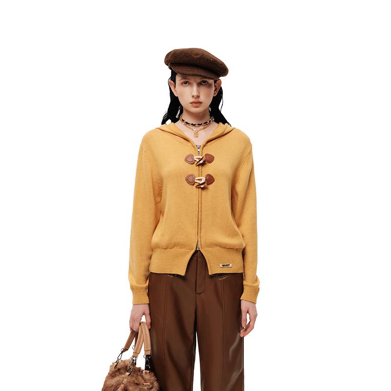 SHROENRO牛角扣针织羊毛开衫