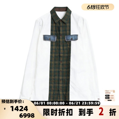 D squared 男士格纹拼接个性小众休闲长袖衬衣银泰百货 301596