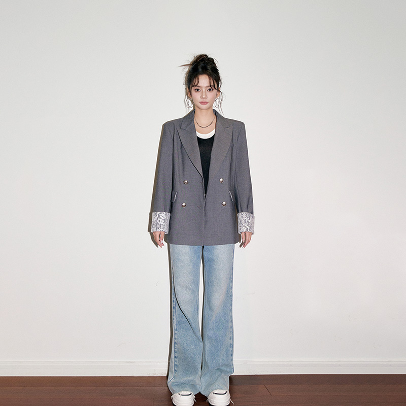 ThreeQuarters蕾丝拼接西装