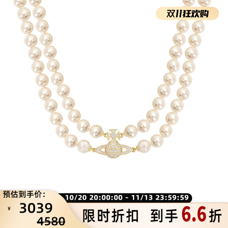 Vivienne Westwood西太后 女士双层仿珍珠颈链项链 银泰300217