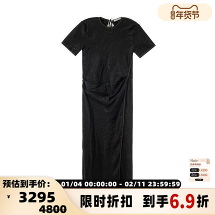 ACNE STUDIOS 秋冬新款女士黑色中长款连衣裙银泰百货精品301574