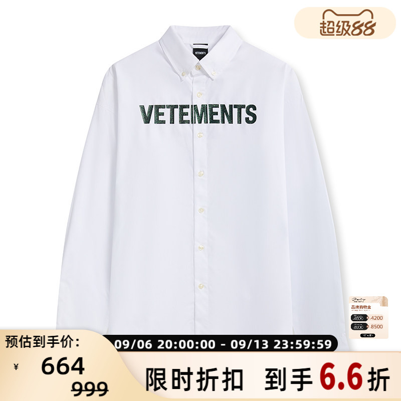 VETEMENTS款男女款印花LOGO休闲长袖衬衫银泰百货 301446图片
