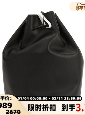 NOTHING WRITTEN 秋冬女士牛皮革大容量通勤抽绳双肩背包银泰