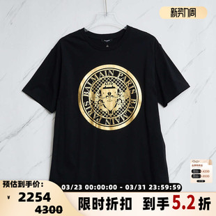 T恤 圆盘烫金logo圆领休闲短袖 银泰百货精品301596 男士 BALMAIN
