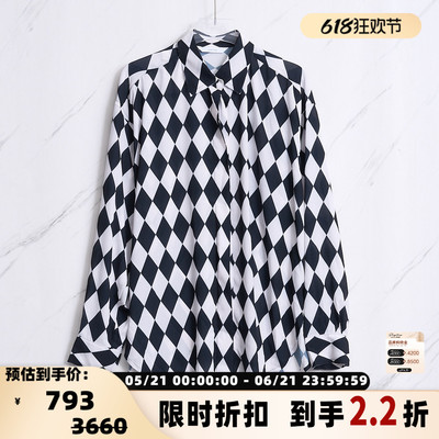 pushBUTTON 潮流简约女士复古菱形格纹衬衣银泰百货精品 301596