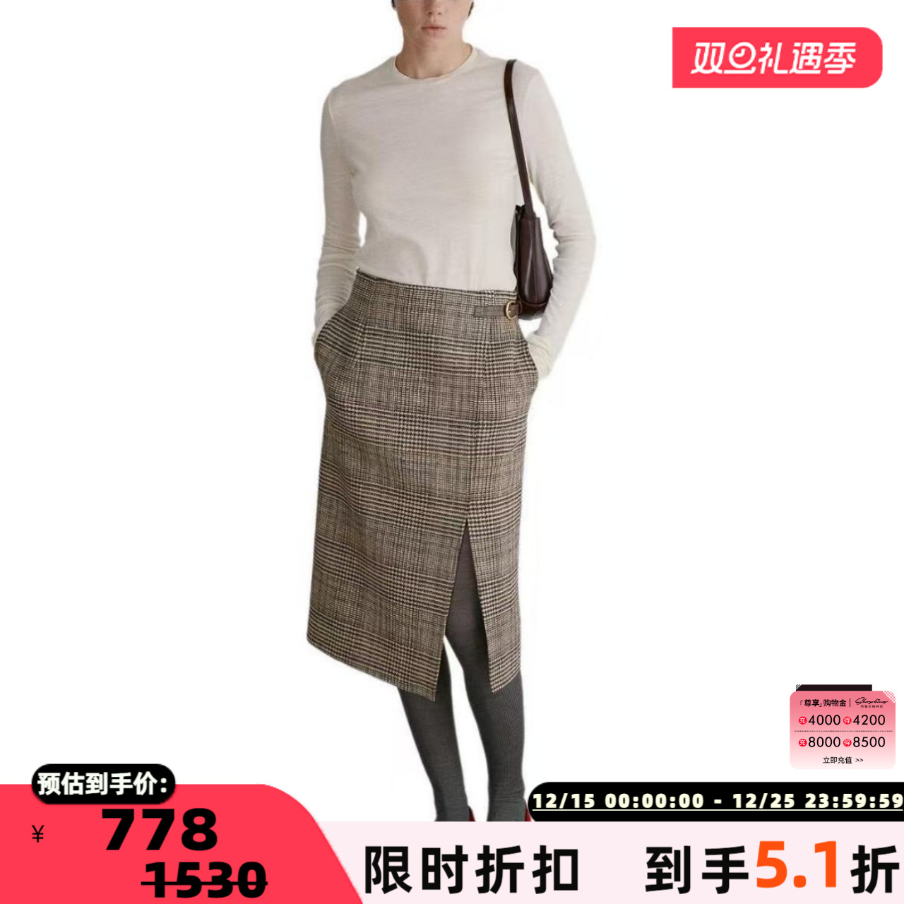 RECTO 秋冬新款女士圆领羊毛RClogo针织毛衣银泰百货