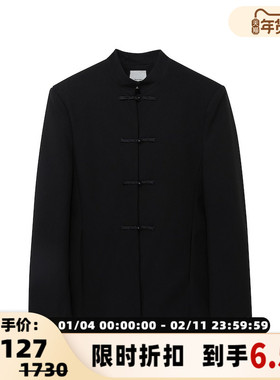 Maca Kaka 秋冬女士黑色涤纶新中式设计西装银泰百货精品301577