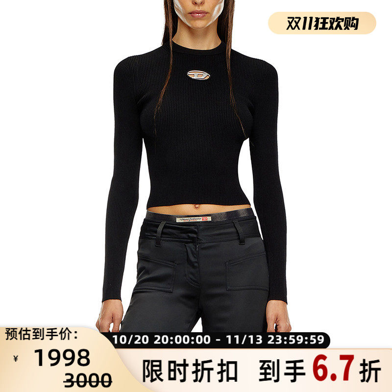 DIESEL/迪赛 春秋女士修身短款长袖针织衫银泰百货 300217
