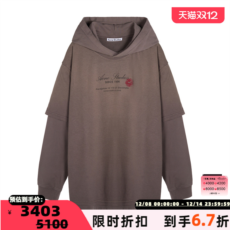 ACNE STUDIOS 秋冬新款女士字母印花连帽卫衣银泰百货精品 301574