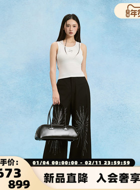 SOFITTE 25秋冬新款女士潮流时尚烫钻休闲阔腿裤银泰百货 301355