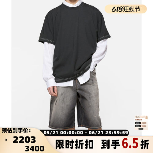 ACNE STUDIOS 秋冬新款男士宽松短袖圆领T恤银泰百货 301574
