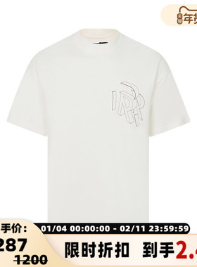 REPRESENT 棉质字母R印花日常休闲男士圆领短袖T恤银泰