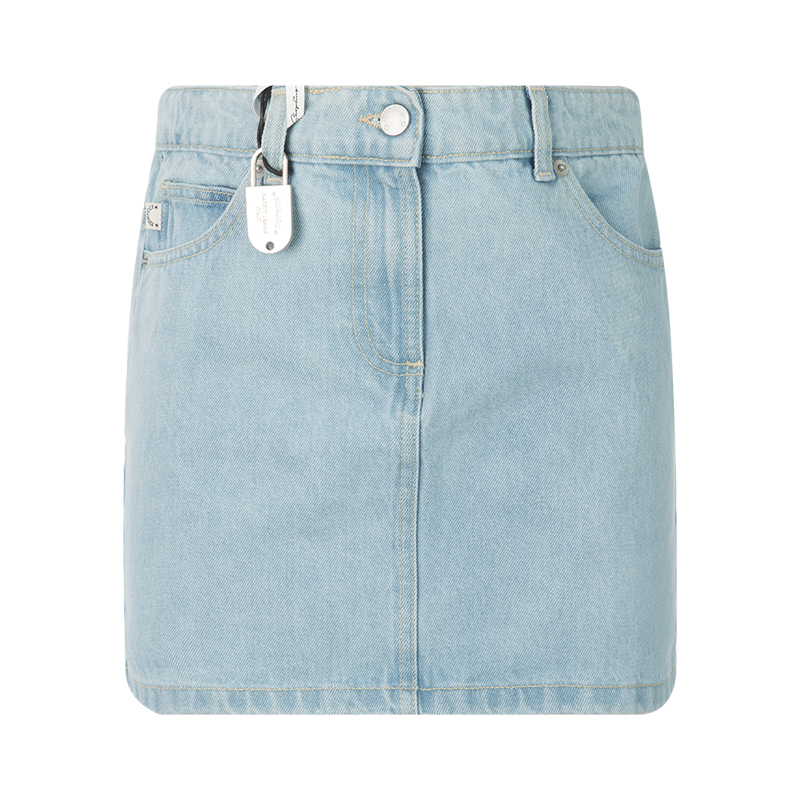 FIORUCCI春季蓝色天使图案印花女士棉质水洗牛仔半身裙短裙