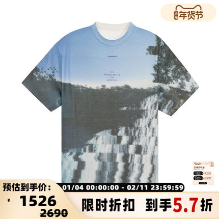 ADER ERROR新款男士风景印花图案圆领短袖T恤银泰百货 301574