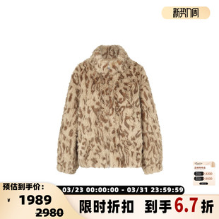 女士立领豹纹短外套银泰 concise 秋冬新款 简白 3017 white