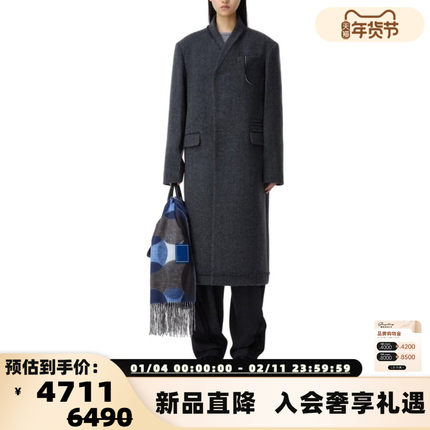 ADER ERROR 25秋冬新款男女同款羊毛混纺单排扣大衣银泰 301574