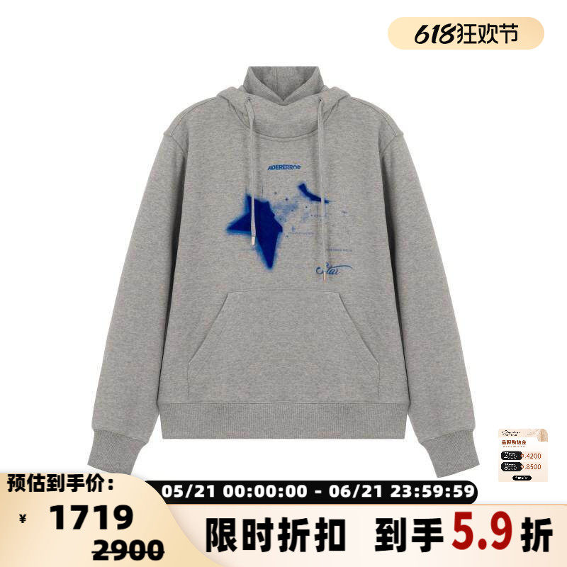 ADER ERROR 新款男士复古休闲连帽卫衣银泰百货精品301574