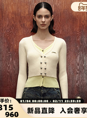 SHRO ENRO李一桐同款Dérive系列 女士假两件撞色毛衫301469