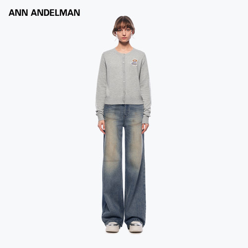 ANN ANDELMAN  新款女士水洗微喇高腰小狗牛仔裤银泰百货 301286