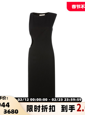 【折扣】ST.AGNI 春季黑色性感气质腰部镂空设计女士无袖连衣裙