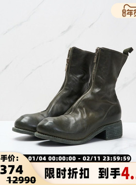 GUIDI  潮流都市女士经典PL2粗跟前开口拉链休闲短靴银泰 301596
