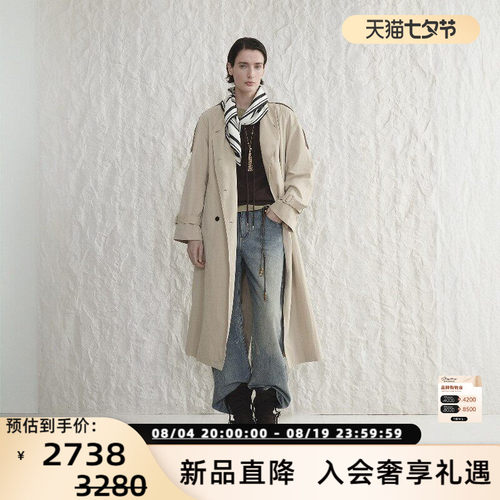 concise-white/简白 26春夏新款女士丝巾风衣外套银泰 301257
