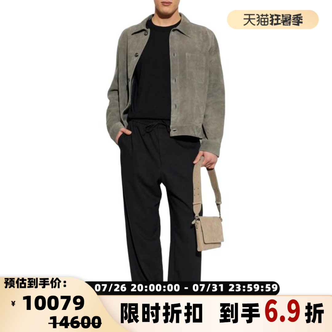 AMI Alexandre Mattiussi26春夏新款男士皮质翻领夹克短外套 银泰