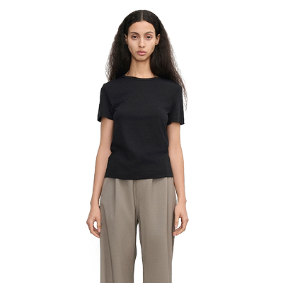 CONCISE-WHITE圆领压线短袖T恤