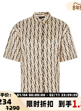 【折扣】C/MEO 黄色/黑色女士通勤休闲几何图案排列短袖衬衫