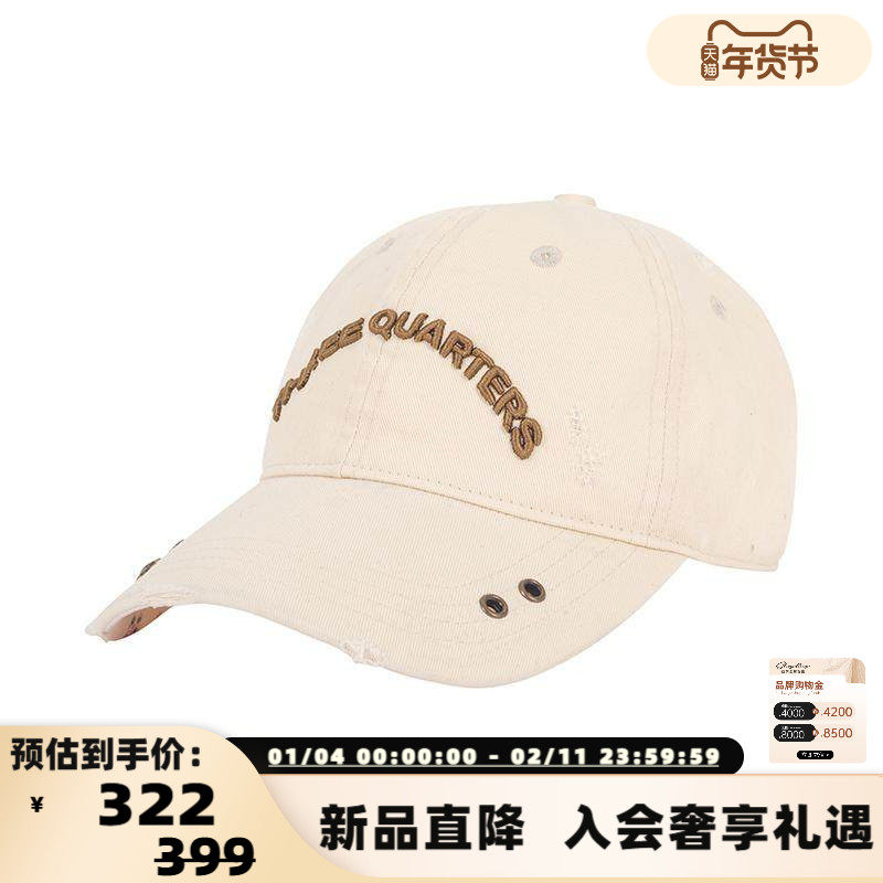 Three Quarters 女士logo刺绣做旧花底棒球鸭舌帽银泰百货 301355,服饰配件/皮带/帽子/围巾,帽子,淘宝优惠券,粉丝福利购,淘宝优惠卷